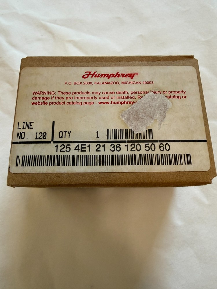 125-4E1-21-36-120VAC 50/60 Humphrey Products Pneumatic Directional Valve NEW