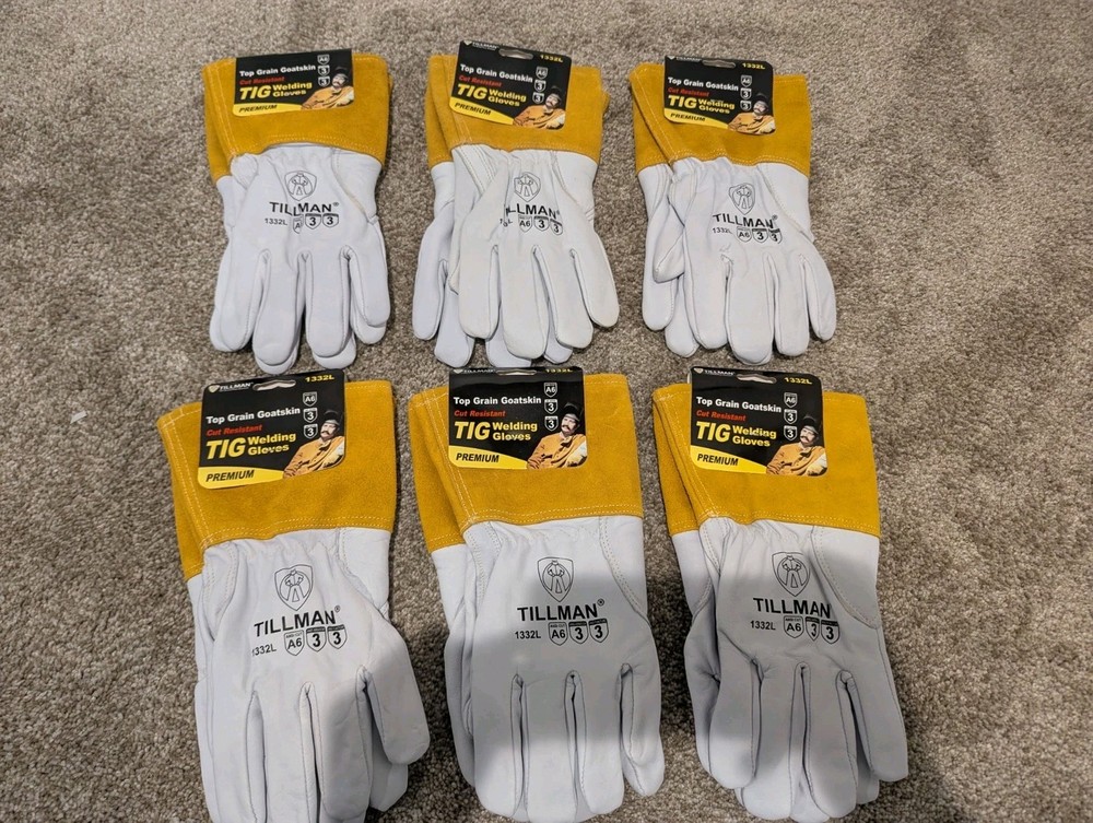 Lot Of 6 New Tillman 1332 Large TIG Welding Gloves Cut Resistant ANSI A6 3