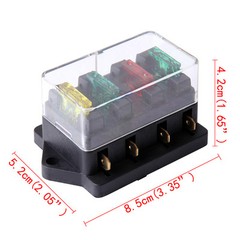 4 Way Fuse Blade Holder Box Block Black Car Vehicle Automotive Circuit w/ Fuse