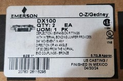 (2-New In Box) O-Z Gedney DX-100, 1″ Expansion Deflection Fitting IMC/Rigid 2pcs