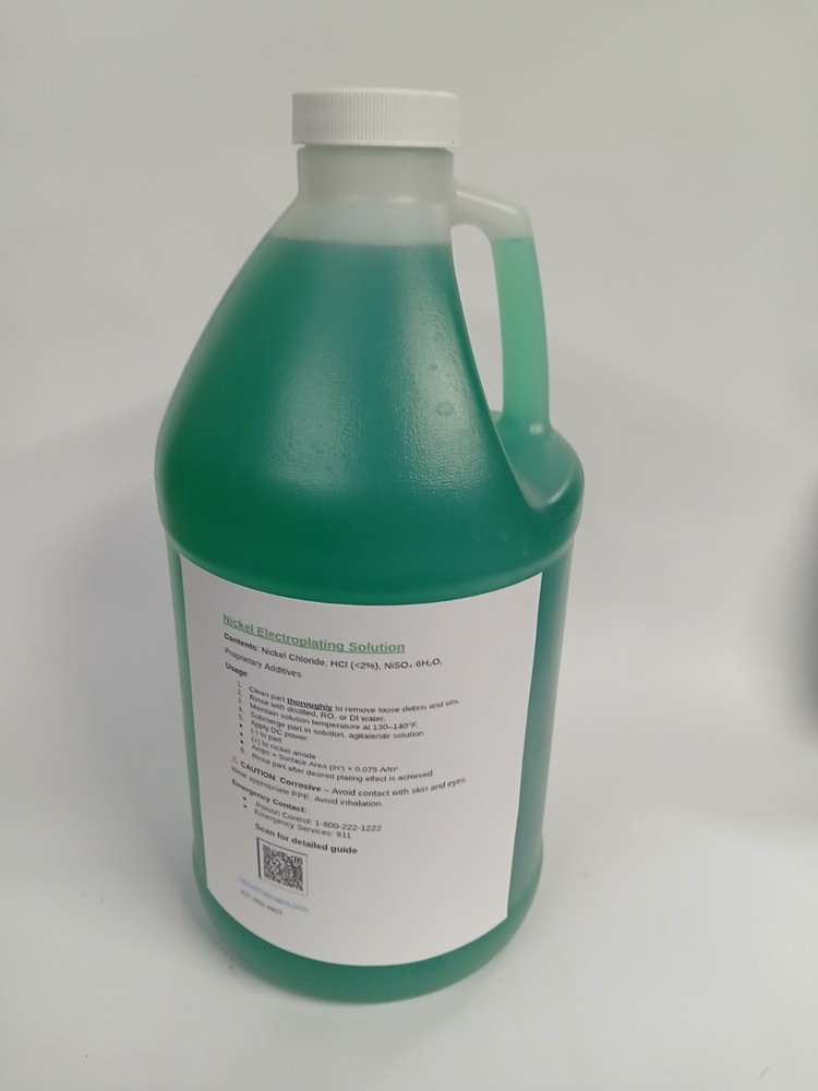 1 Gal. Nickel Watts Solution w/Brighteners + Pure Nickel Anode