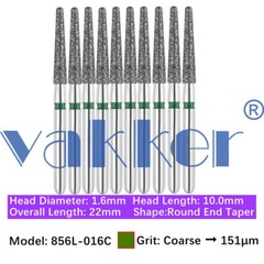 10pc/pk Diamond Burs Round Long Round End Taper Diamond Bur Fine Medium Coarse