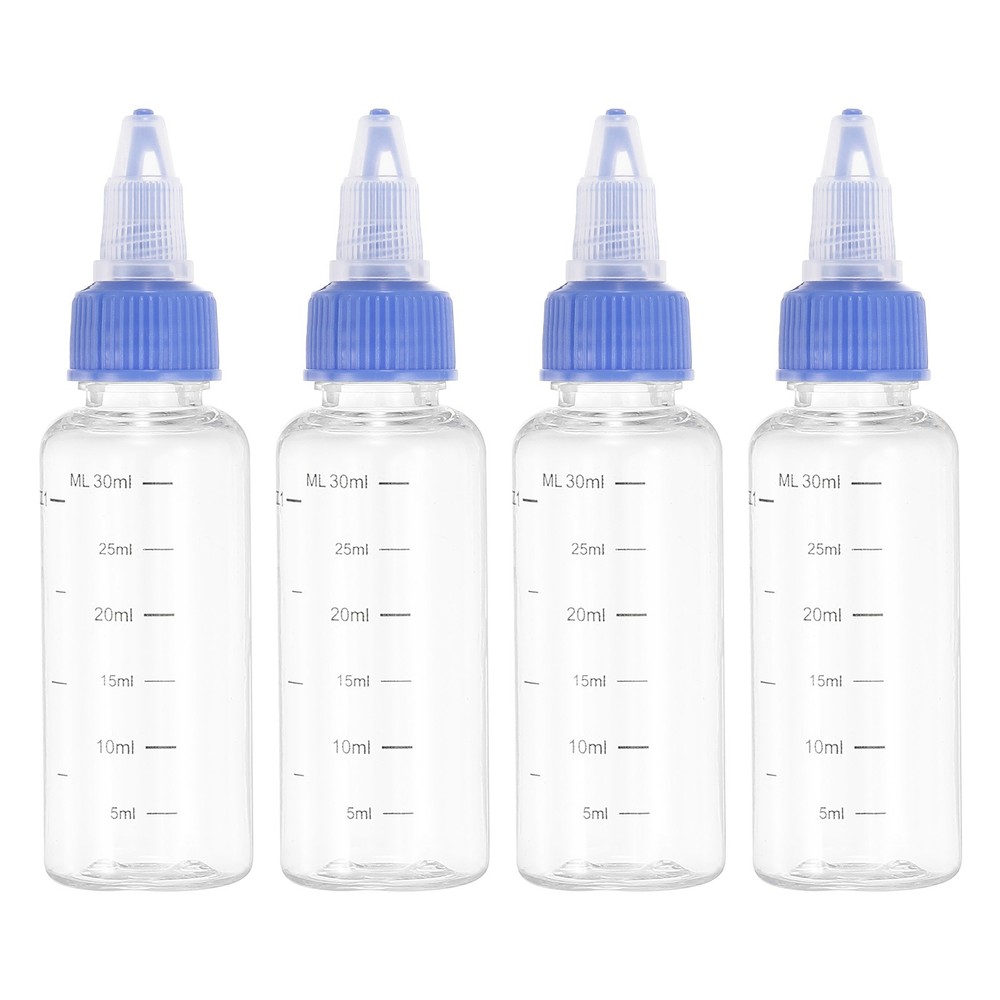 4Pack 30 Ml/1 oz Squeeze Bottles with Twist Cap Dispensing Bottle Transparent