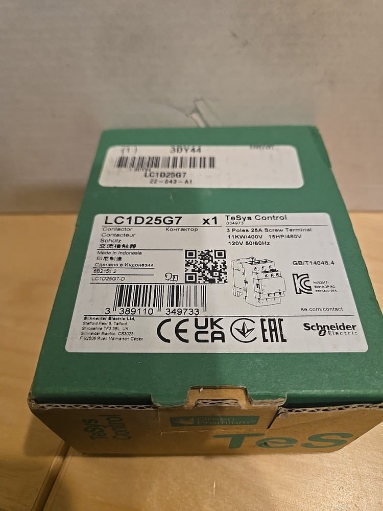 LC1D25G7 Contactor 120V coil 25A AC replace Schneider Contactor LC1D25G7 3P 3NO