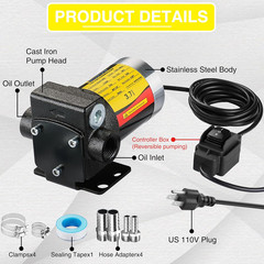 110V AC Self-Priming Gasoline Fuel Oil Transfer Pump with Reversible Pumping Swi