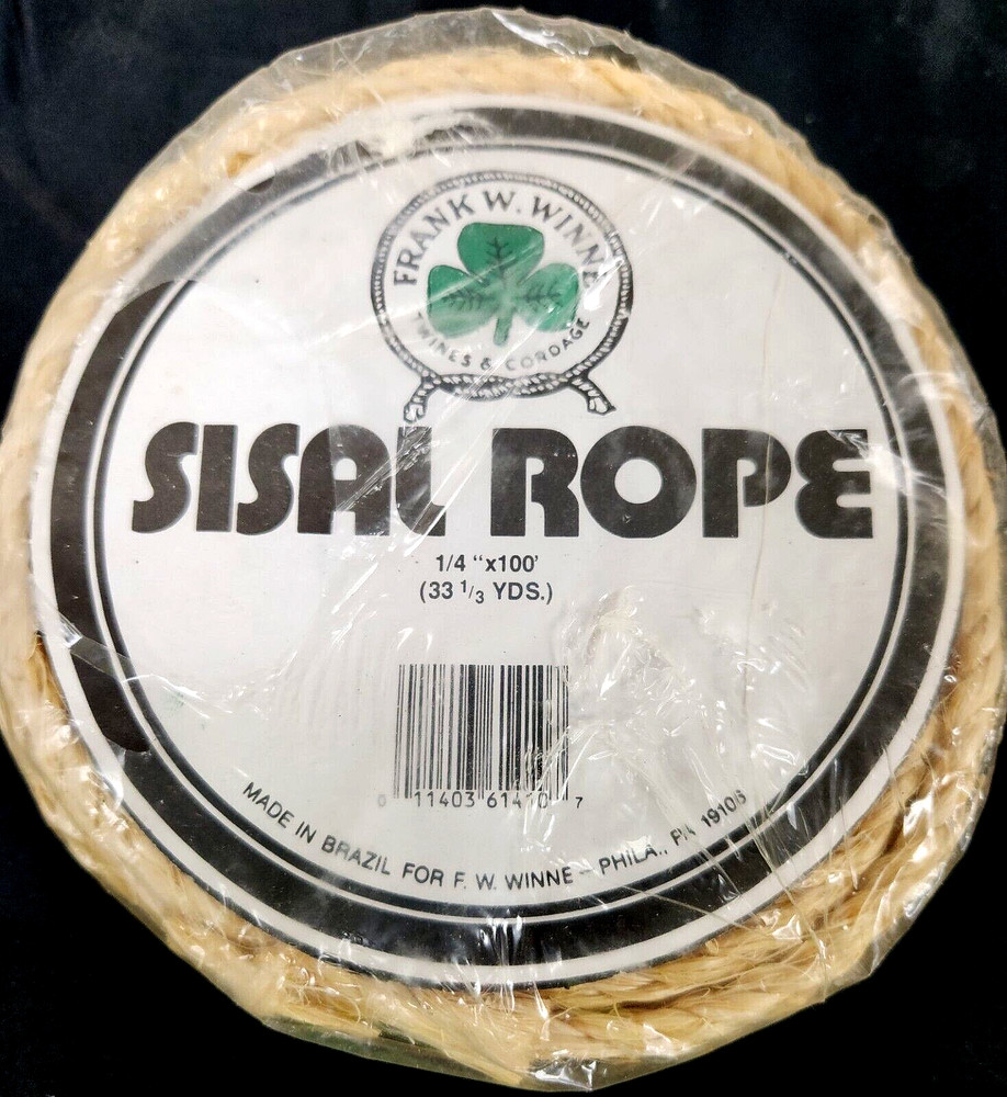 QTY 1 SISAL ROPE 1/4″ X 100 (33-1/3 YARDS) CAT SCRATCH POST. CARGO MOORING ROPE