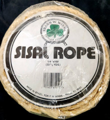 QTY 1 SISAL ROPE 1/4″ X 100 (33-1/3 YARDS) CAT SCRATCH POST. CARGO MOORING ROPE