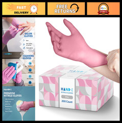 Pink Nitrile Disposable Gloves for Estheticians, Nail Techs, Hair Dye & Cleaning