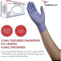 Disposable Nitrile Gloves, M, Non‑Sterile, Powder‑Free, Latex‑Free, 1 Box of 200