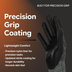 Nylon Work Gloves FN320, 3D Comfort Fit, Power Grip, Lightweight & Breathable, T