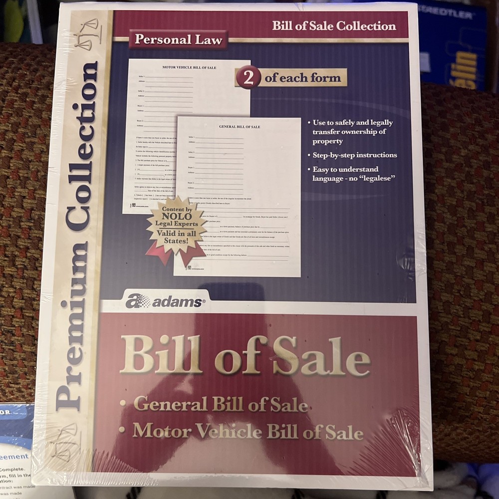 Adams Bill of Sale Forms Pack, Includes 2 Motor Vehicle 8.5 x 11 inch, White