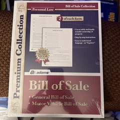 Adams Bill of Sale Forms Pack, Includes 2 Motor Vehicle 8.5 x 11 inch, White