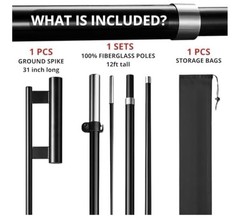 2 Pack-15ft Fiberglass Swooper Pole For 12ft Feather Flag HeavyDuty Ground Stake