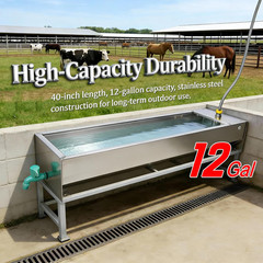 Automatic Livestock Water Trough 12 Gal/ 48 Quart Livestock Animal Stainless Ste