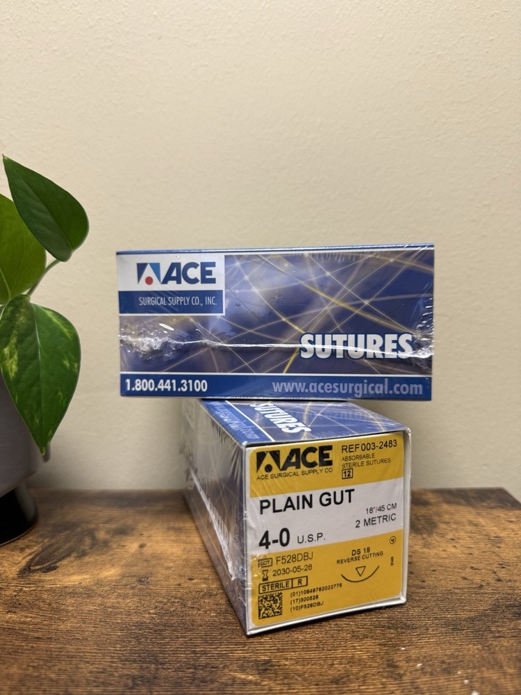 ACE Surgical Supply PLAIN GUT 4-0 18”/45cm LOT F528DBJ DS 18 ~ 2 boxes (12 ea.)