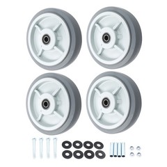 4 Pack 8″ Caster Wheels Replace Polyurethane 1/2″ Axle Hole 900 Pounds Gray