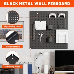 ValueMax Metal Pegboard Panels 4-Pack 12″x12″ Heavy Duty Pegboard Wall Organizer