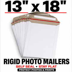 13×18 Rigid Photo Mailers Self Seal Stay Flat Cardboard Envelopes