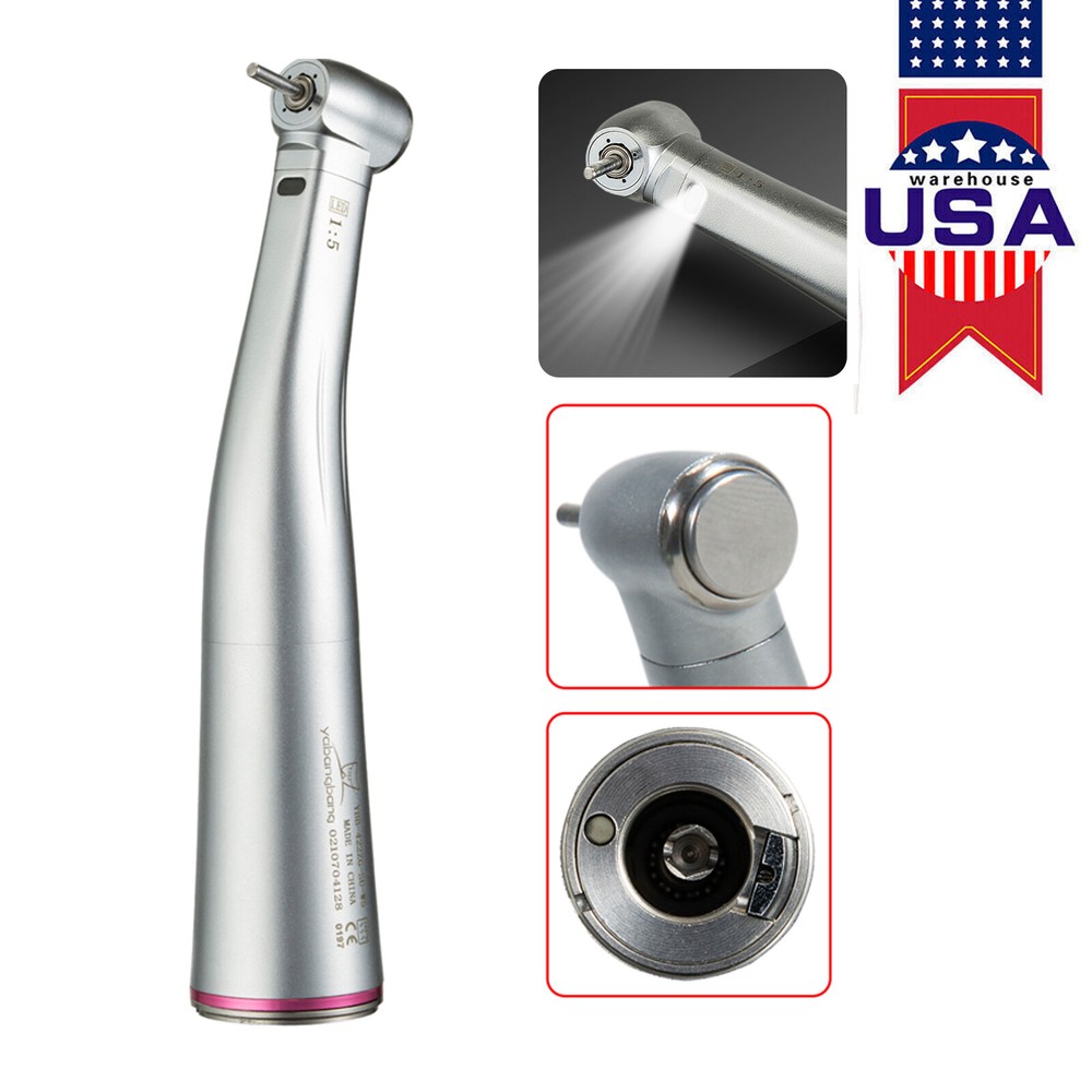 Yabangbang Dental LED Fiber Optic Contra Angle Handpiece 1:1 1:5 1:4.2 Increase