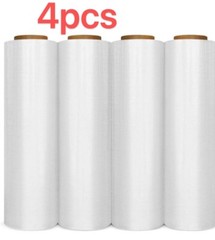 18″ x 1000′ 80 Gauge 4 Rolls Pallet Wrap Stretch Film Hand Shrink Wrap 1000FT