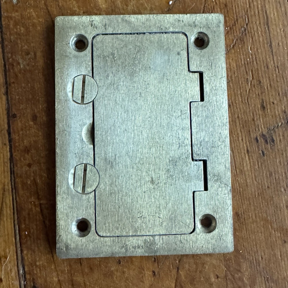 Hubbell S3920 Brass Floor Outlet Cover Plate 3×5 NOS Industrial
