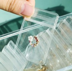 60-Pack Clear Blue PVC Jewelry Bags – Self‑Seal Anti‑Oxidation Pouches, 3 Sizes