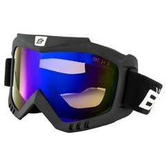 Birdz Skylark Motorcycle Black Goggles + Face Mask ReflecTech Mirror Lens