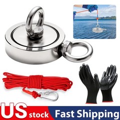 2000 Lbs Fishing Magnet Kit Pull Force Strong Neodymium Manget / Carabiner Rope