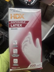 6 HDX White Disposable Latex Cleaning Gloves (200 Ct One Size Fits Most)