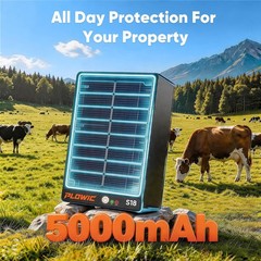 Solar Electric Fence Charger for Livestock: 0.2J 10 Miles Electric Fence Energiz