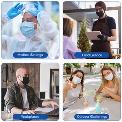 4-Ply Black Face Mask Medical Surgical Disposable 50pcs Earloop Mouth Cover