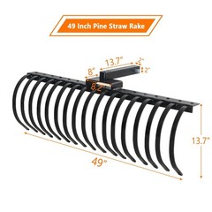 49″ Landscape Rake Pine Straw Rake Rock Rake Fits 2″ Receiver ATV/UTV Tractors