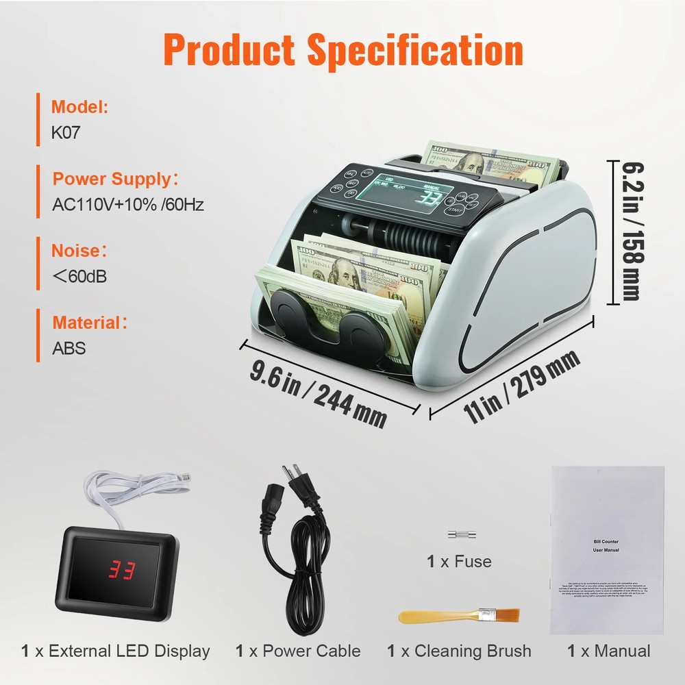 SucceBuy 1000Pcs/Min Money Counter Business Cash Register Euros Bills Fake