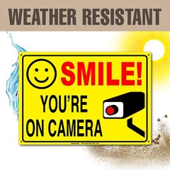SIGNOGRAFX SMILE YOU’RE ON CAMERA SIGN, 10×7 inches Indoor and Outdoor use