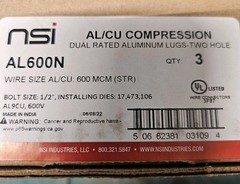 NSI AL600N Compression Wire Connector 600MCM-1/2″ AL600-N Box Of 3
