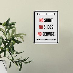 Portrait Round Plus No Shirt No Shoes No Service Wall or Door Sign