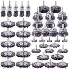 Rocaris 42 Pack Carbon Steel Wire Wheel Brush Set with 0.25 inches, Grey