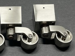 New Set (4) Nickel/Brushed Metal Square Cup Swivel Furniture Casters