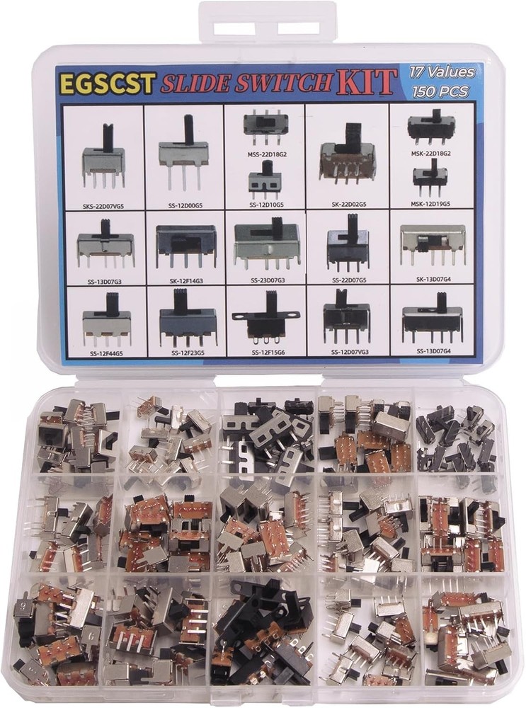 150Pcs 2Pin 3Pin 4Pin DIP Toggle Slide Switch Assortment Kit ON Off ON Off ON