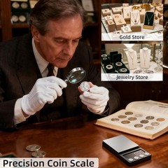 digital Coin Scale, Gram Scale 0.01g Accuracy for Coin Collectors, Bank Tell