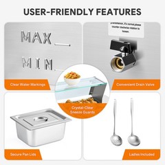 WILPREP Commercial Electric Food Warmer 1500W Buffet Bain Marie Steam Table 3Pan