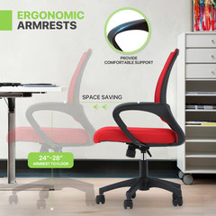 Height Adjustable Swivel Computer Home Office Ergonomic Desk Mesh Chair Red