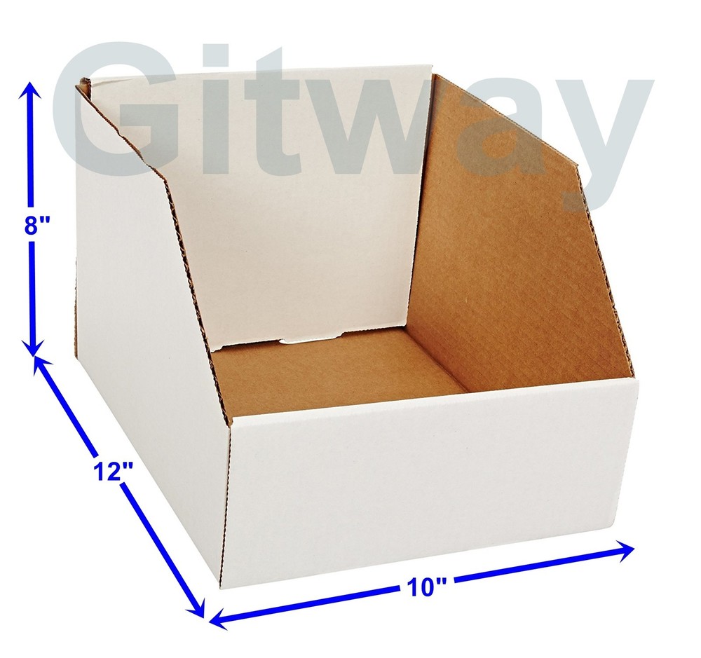 25 pcs 10″ X 12″ x 8″ Corrugated Cardboard Open Top Storage Parts Bin Bins Boxes