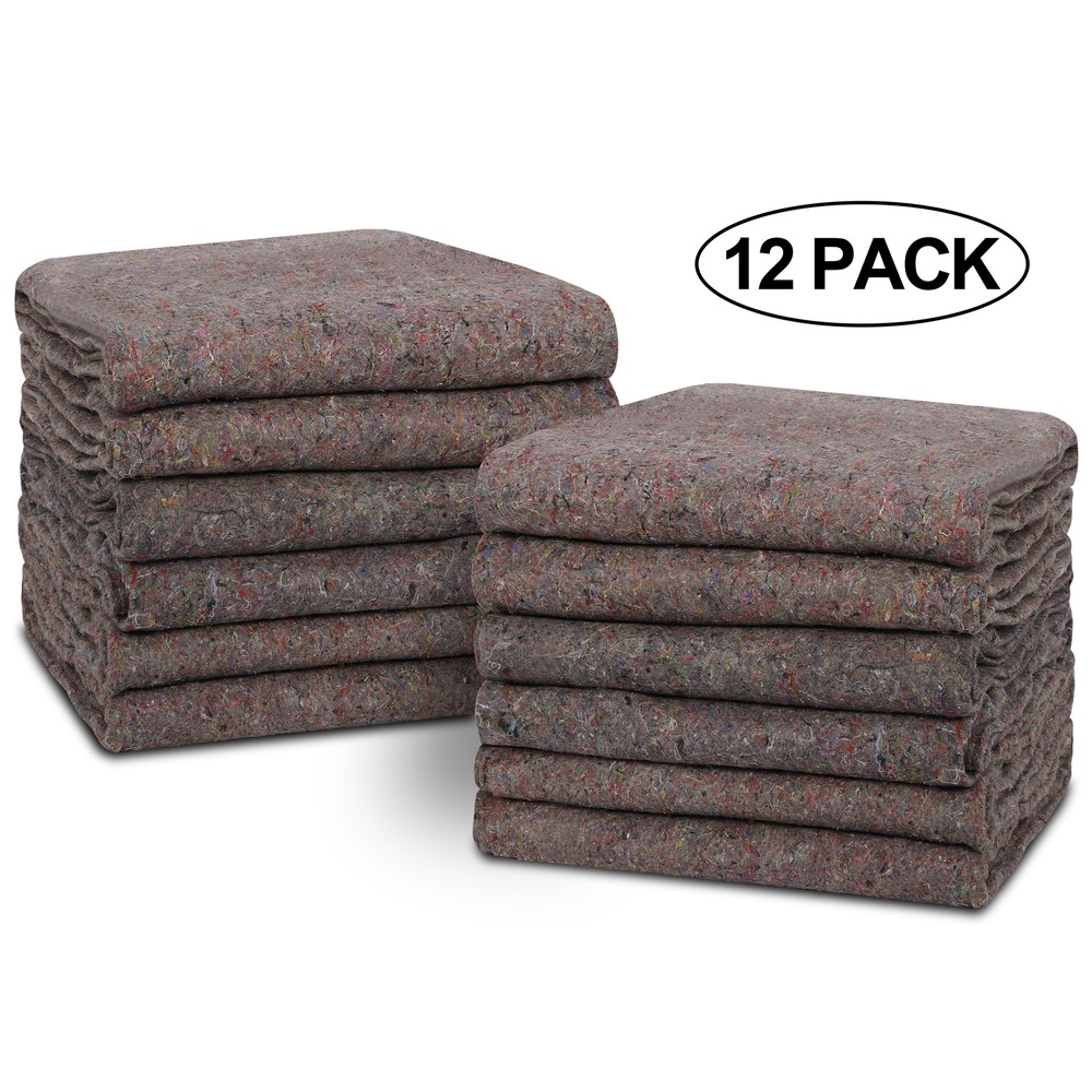12 Moving Blankets 53×74 inch Heavy Duty Professional Quality Ultra Thick Gray