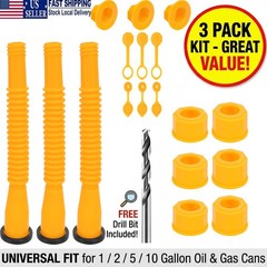 3 Pack Gas Can Spout Replacement Universal Fuel Cans Nozzle Kit 1 2 5 10 Gallon
