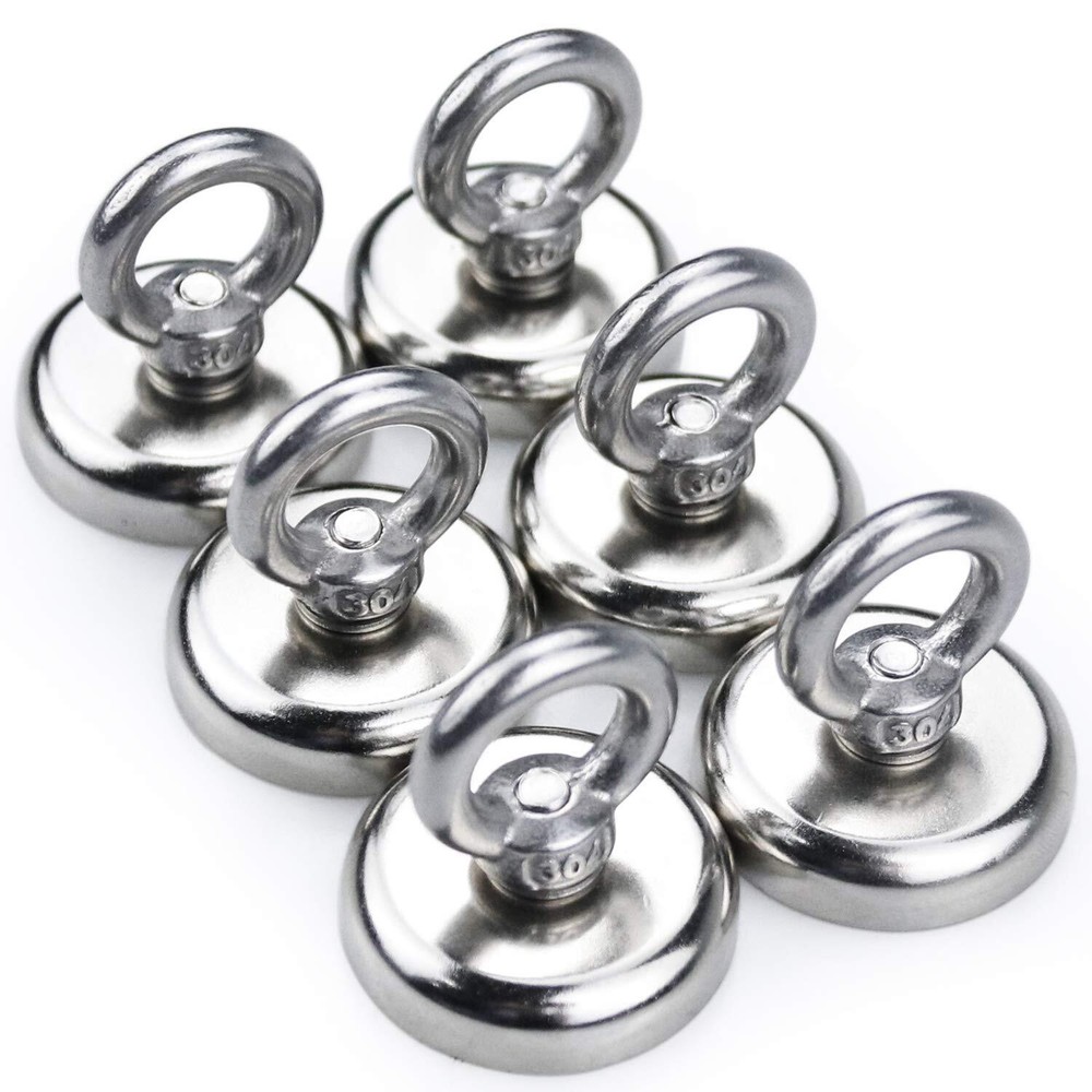 Neodymium Fishing Magnets 6 Pack, 100 lbs(45KG) Pulling Force Rare Earth Magnet