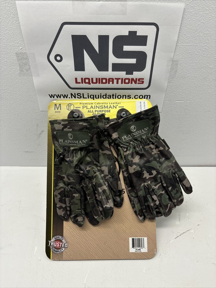 Plainsman All-Purpose Gloves Premium Cabretta Leather, Camouflage, 2 Pairs