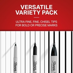 Sharpie Permanent Markers 6 Count Variety Pack Fine Ultra Fine Chisel Tip Black