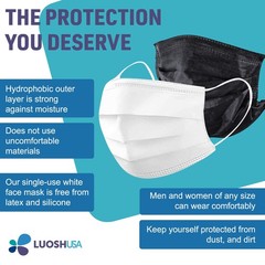 3 Ply Face Mask Made in USA, 50 Pack Disposable Masks for Adults, ASTM Level …