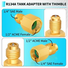 Brass R134a R12 R22 Tank Vacuum Pump Adapters Valve Remover for AC Charging